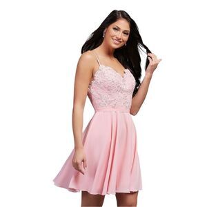 NWT PROMGIRL SIZE 4 EMBELLISHED A-LINE IN PRETTY PINK